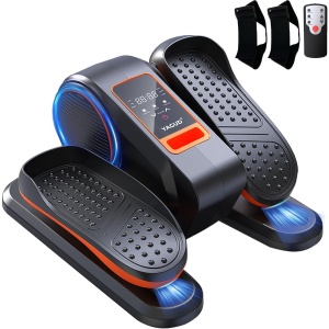 Yagud Under Desk Elliptical, Seated Electric Elliptical Machine Exerciser with Remote Control, Adjustable Resistance, LCD Monitor, Anti-slip Pedals, Fitness Pedal Exerciser for Home & Office